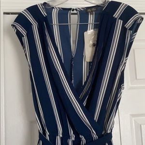 Blue and white striped jumpsuit